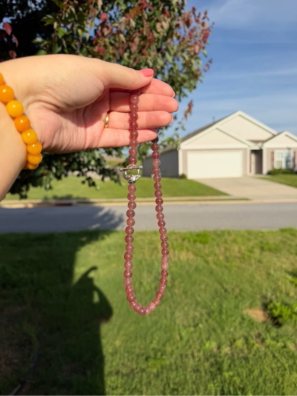 NEW Hand-Beaded Rose Quartz Necklace
